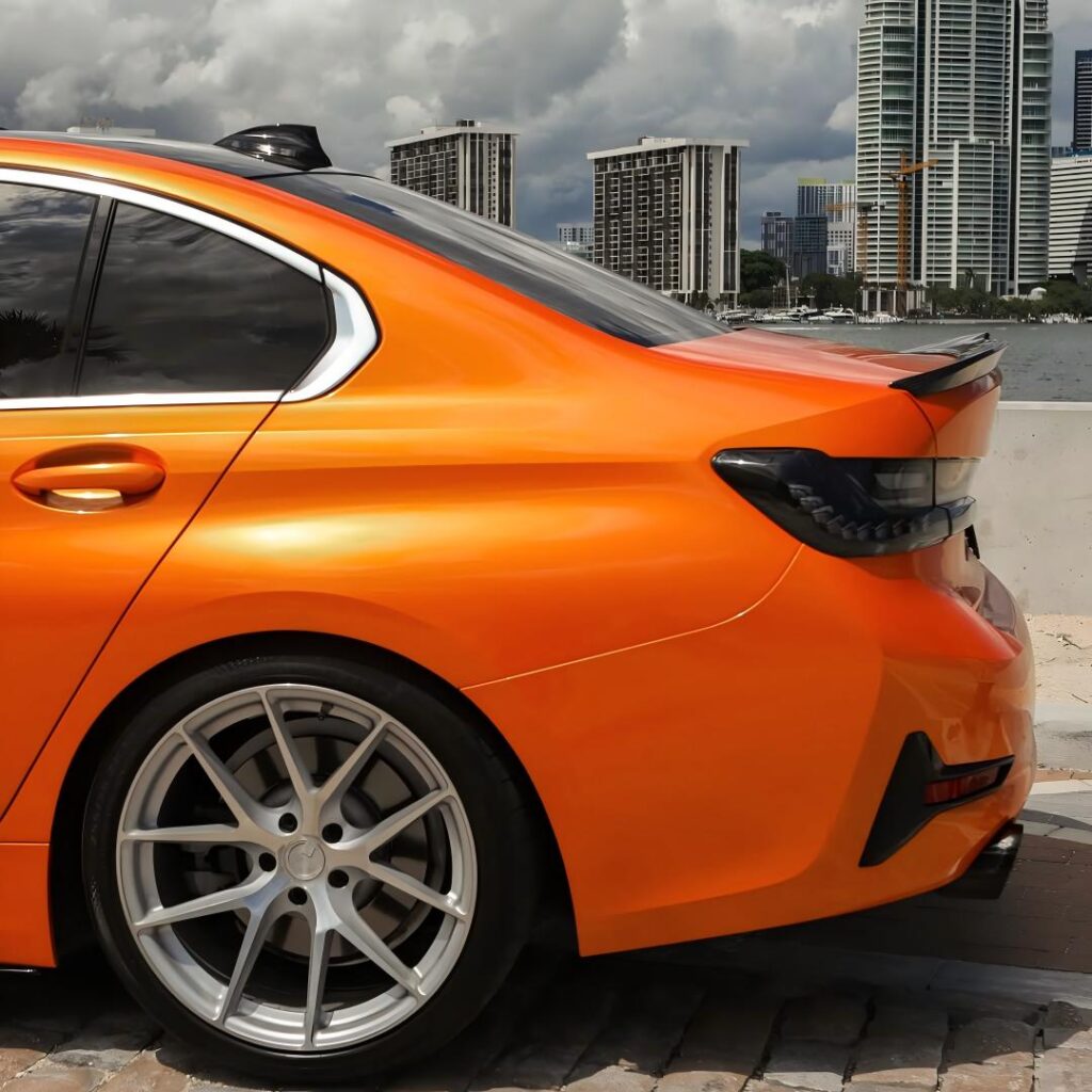 burnt orange car wrap